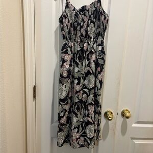 Old Navy Black and Pink Floral Midi Dress